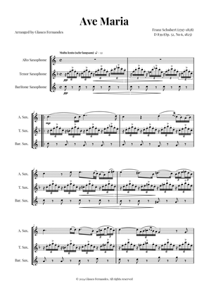Ave Maria by Schubert for Saxophone Trio (Alto, Tenor, Baritone)