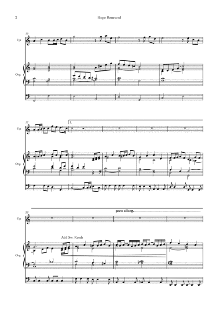 Hope Renewed (Version for Trumpet and Organ) Trumpet Duet scores gallery preview page 2