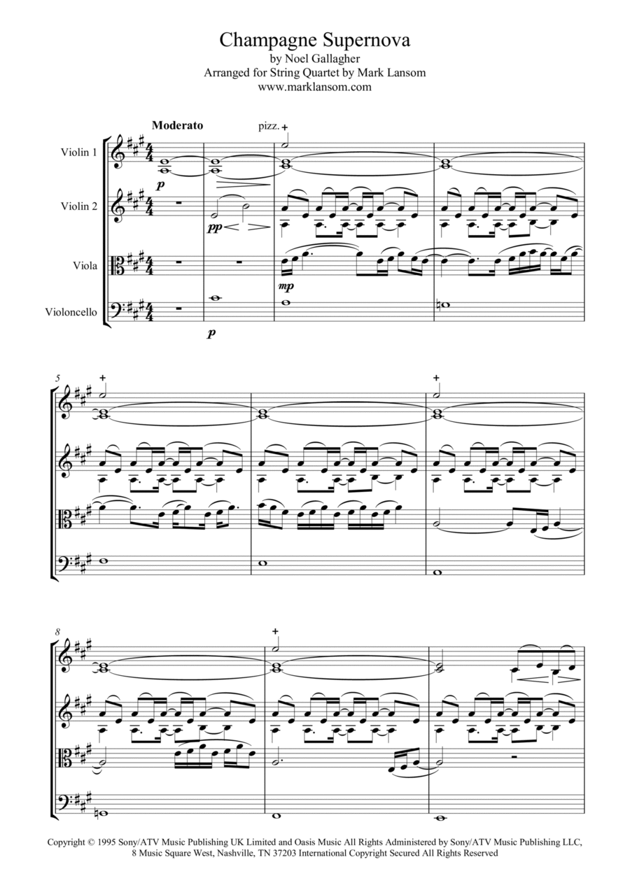 Champagne Supernova String Quartet scores gallery preview page 1