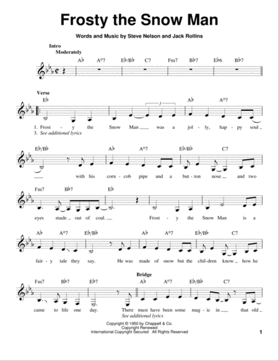 Frosty The Snow Man Frosty The Snow Man Voice scores gallery preview page 1