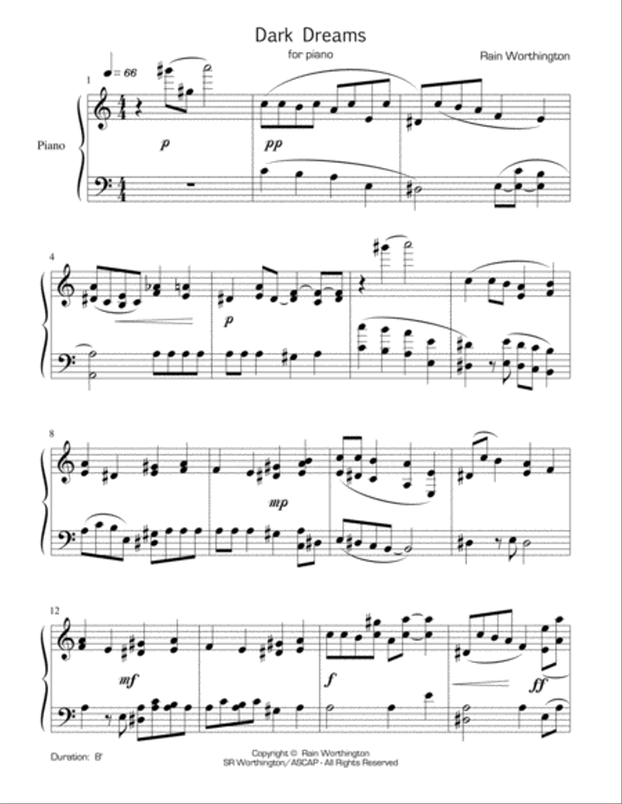 Dark Dreams – for piano Piano Solo scores gallery preview page 2