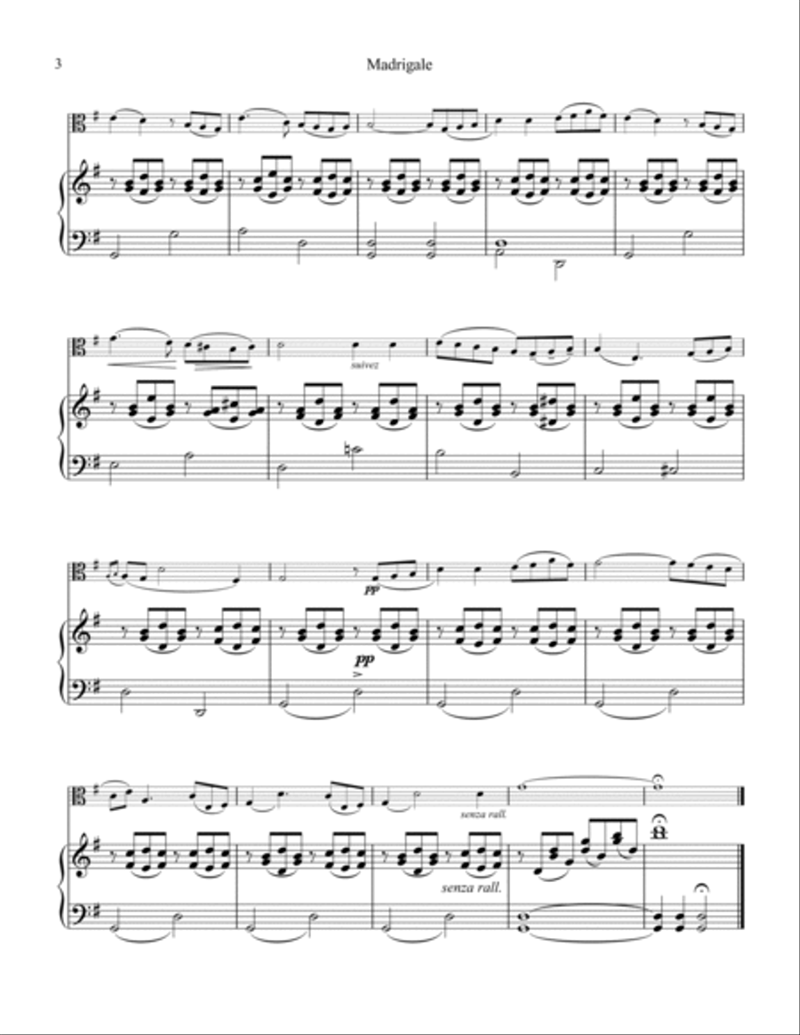 Madrigale for viola and piano Madrigale for viola and piano Piano scores gallery preview page 3