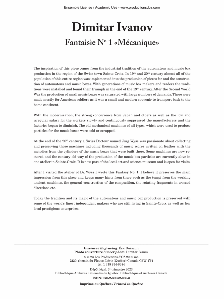 Fantaisie No 1 «Mécanique» Cello scores gallery preview page 1