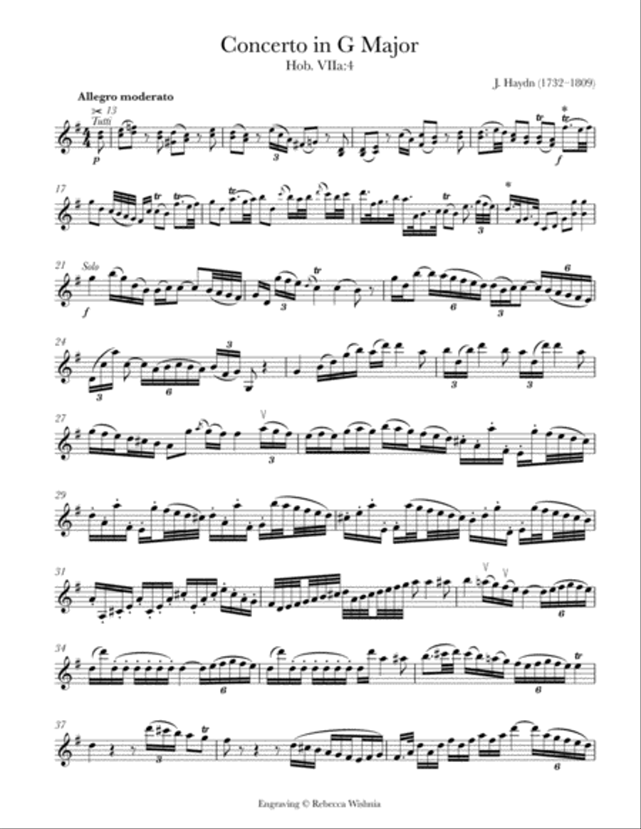 Violin Concerto in G Major (Hob. VIIa:4) Violin Concerto in G Major (Hob. VIIa:4) Violin Solo scores gallery preview page 1