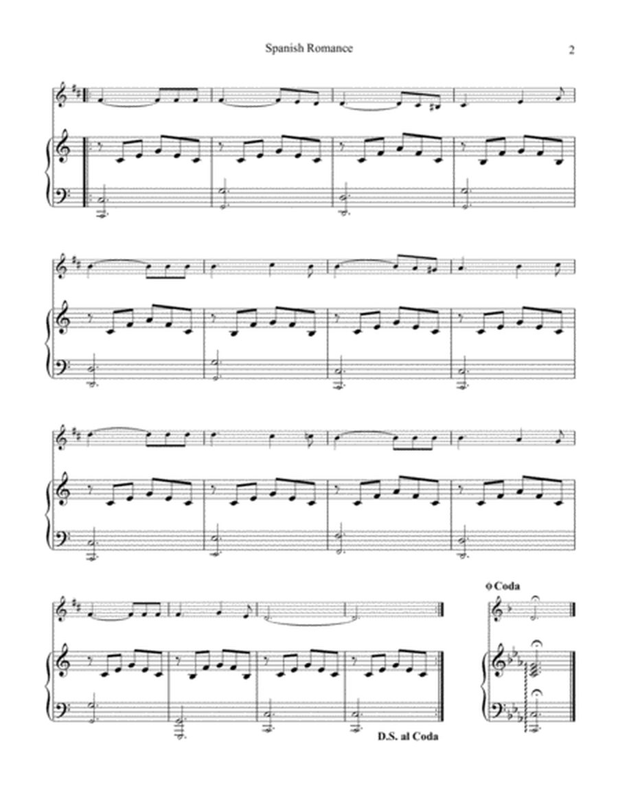 Spanish Romance, Romanza for Clarinet in Bb and easy piano image number null
