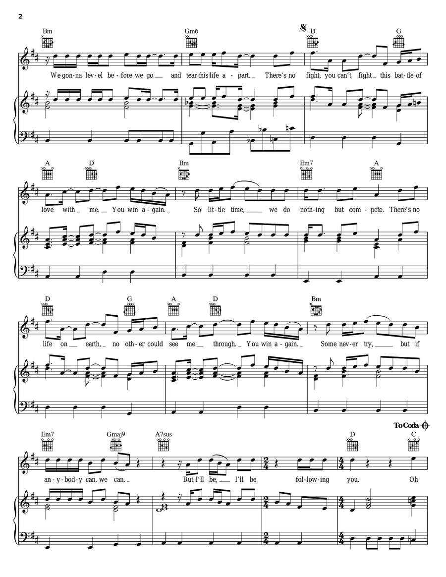 You Win Again Piano, Vocal, Guitar scores gallery preview page 2