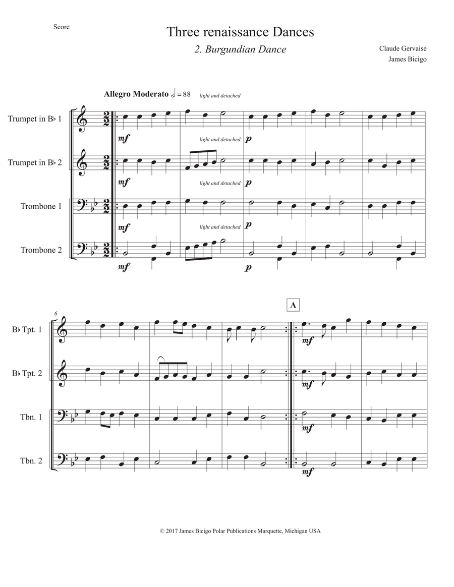 Three Renaissance Dances Brass Ensemble scores gallery preview page 3