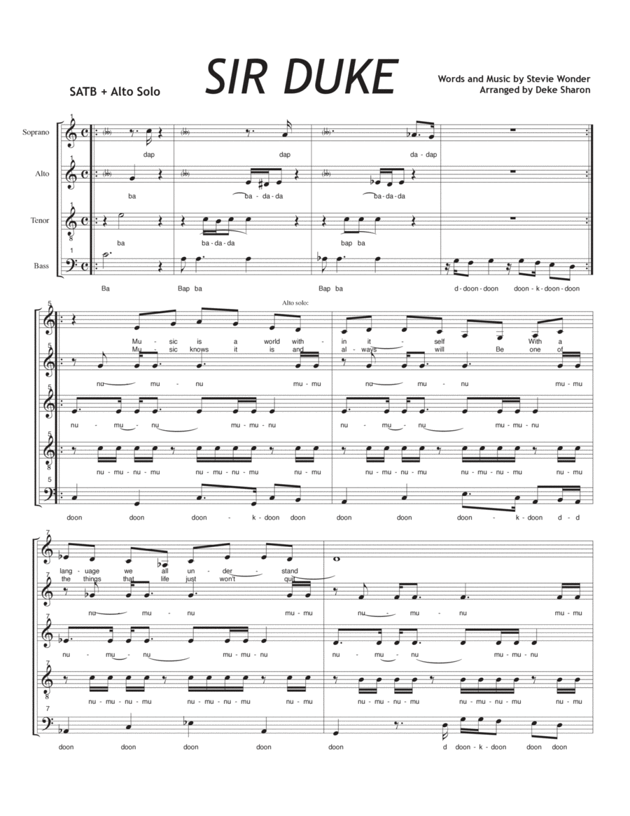 Sir Duke Sir Duke 4-Part scores gallery preview page 1