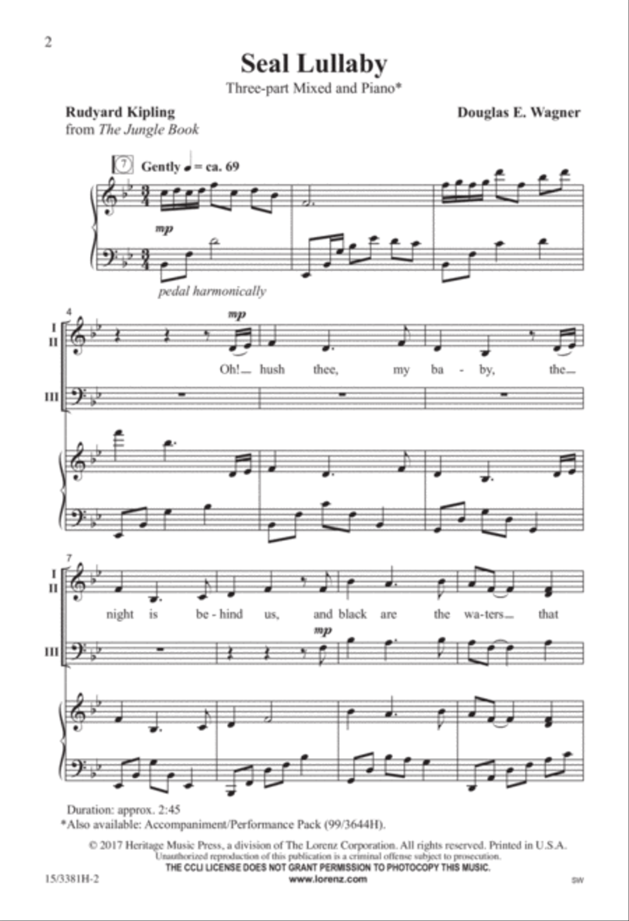 Seal Lullaby 3-Part scores gallery preview page 2