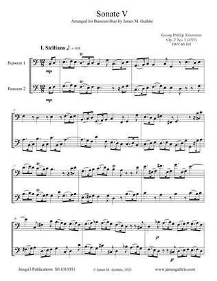 Telemann: Sonata Op. 2 No. 5 for Bassoon Duo