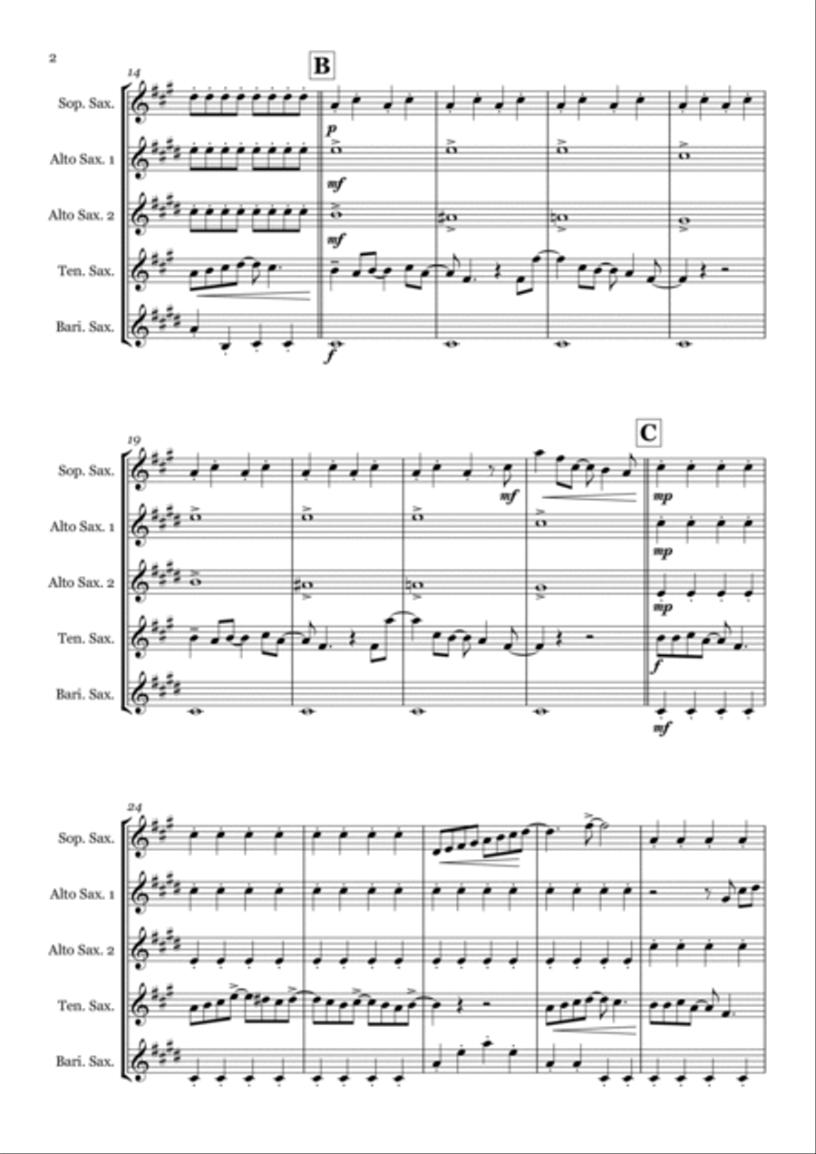 Eleanor Rigby Saxophone Quintet scores gallery preview page 2