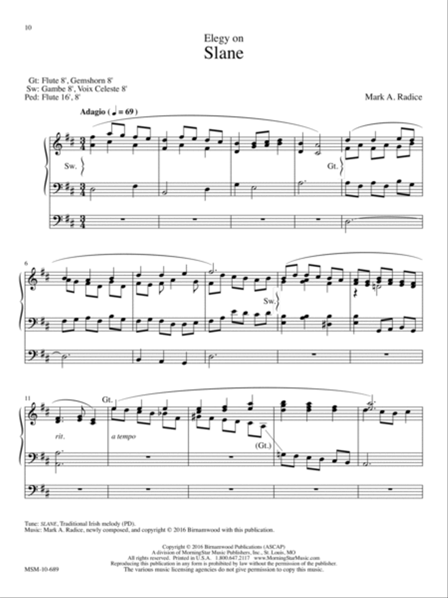Elegy on Slane (Downloadable) Organ - Digital Sheet Music