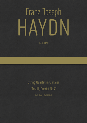 Book cover for Haydn - String Quartet in G major, Hob.III:66 ; Op.64 No.4 "Tost III, Quartet No.4"