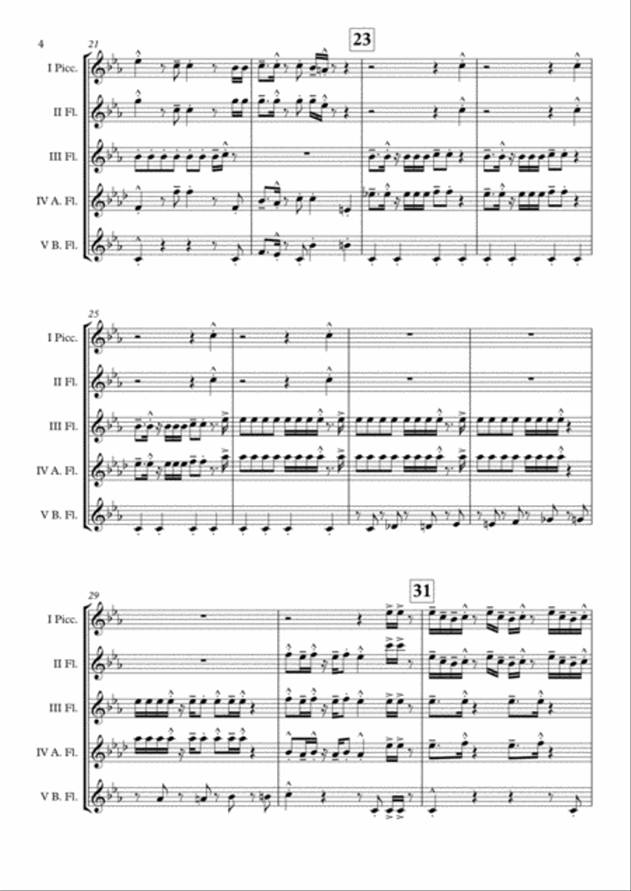 Uptown Funk Flute Choir scores gallery preview page 5