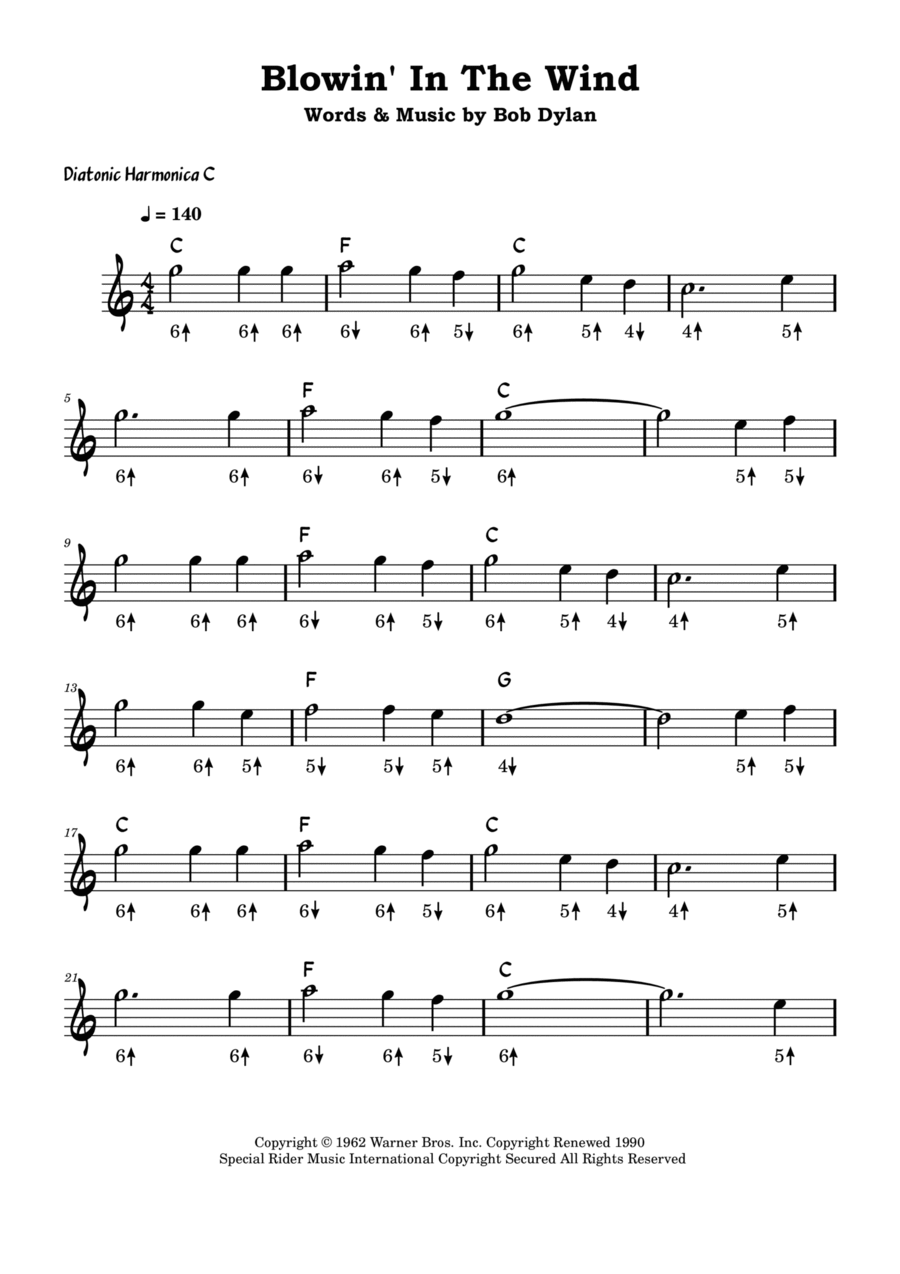 Blowing in the shop wind harmonica c