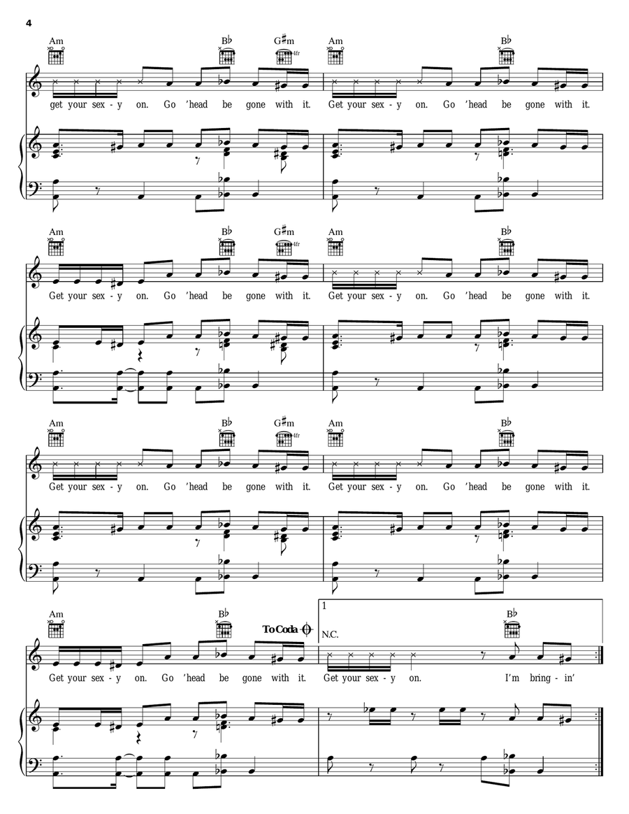 SexyBack Piano, Vocal, Guitar scores gallery preview page 4