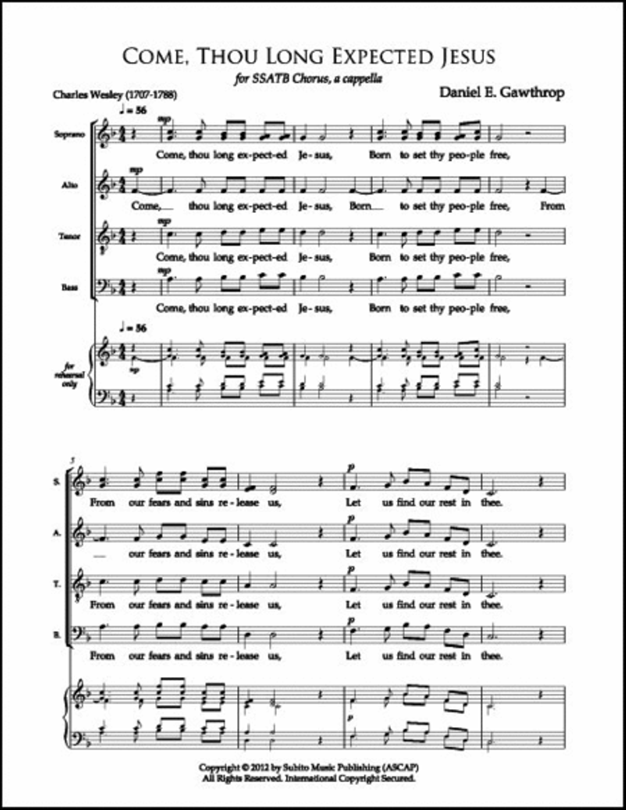 Come, Thou Long Expected Jesus Divisi scores gallery preview page 3