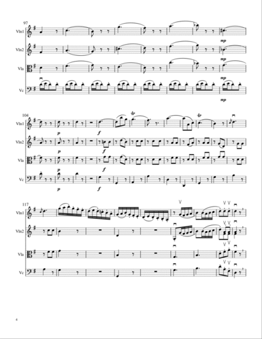 Mozart String Quartet #3 in G Major, K.156, 134b String Quartet scores gallery preview page 5