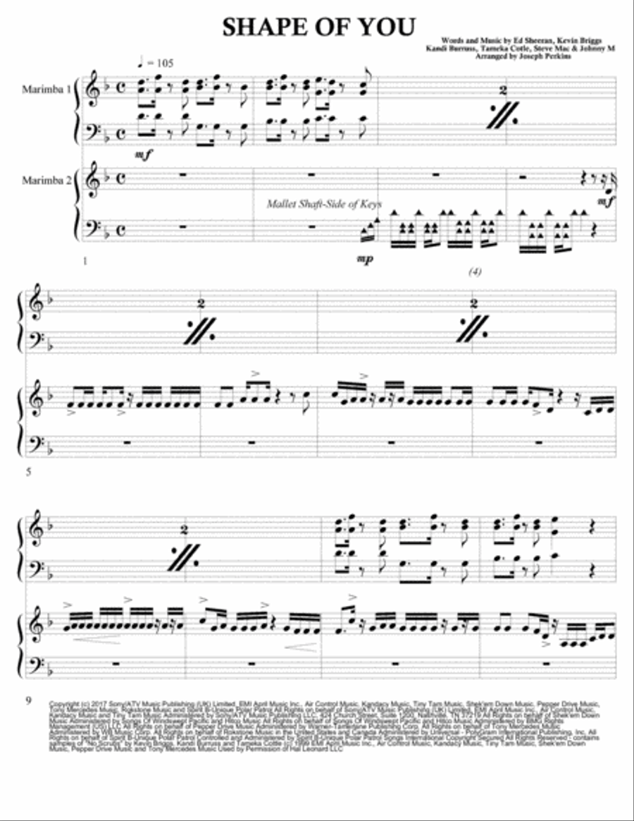 Shape Of You Marimba scores gallery preview page 2