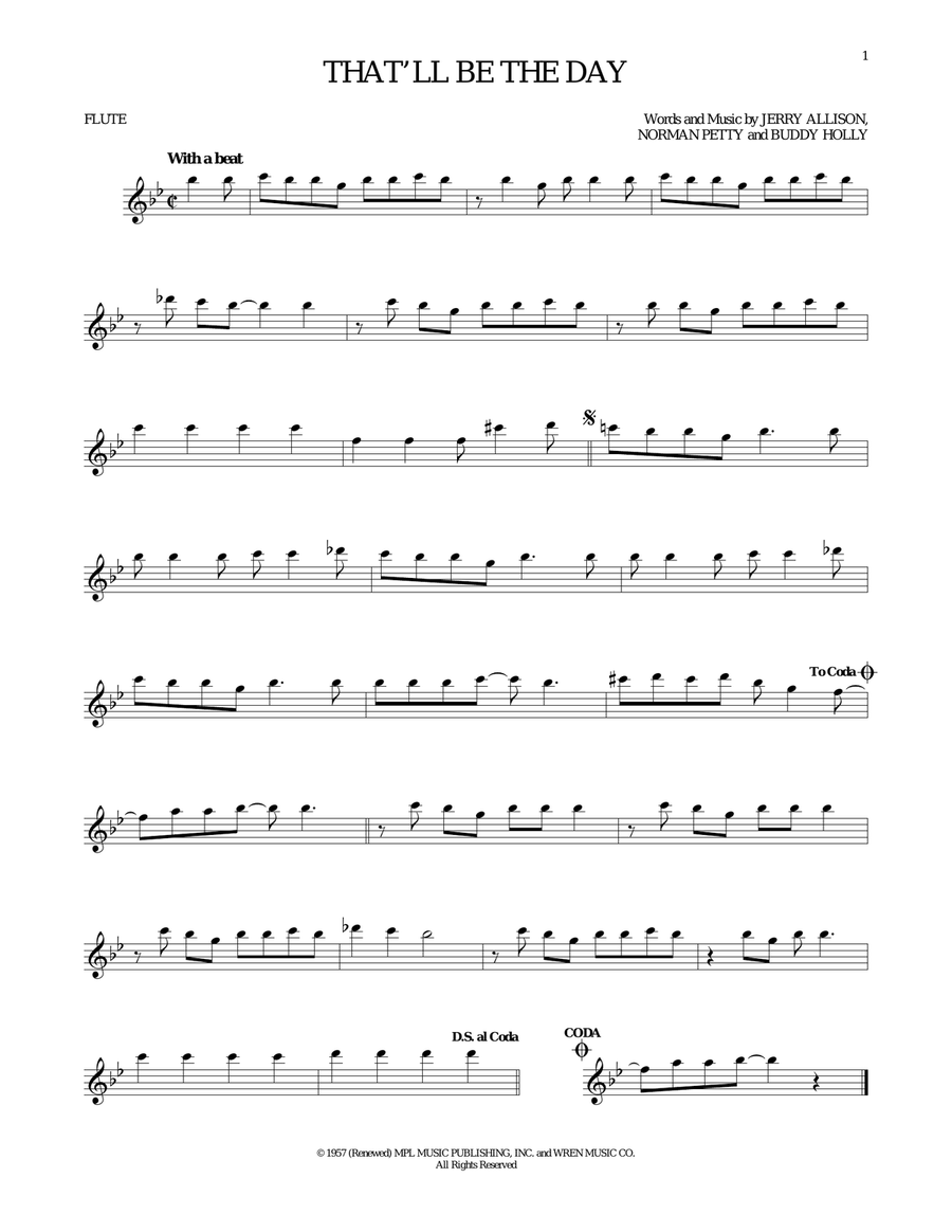 That'll Be The Day That'll Be The Day Flute Solo scores gallery preview page 1