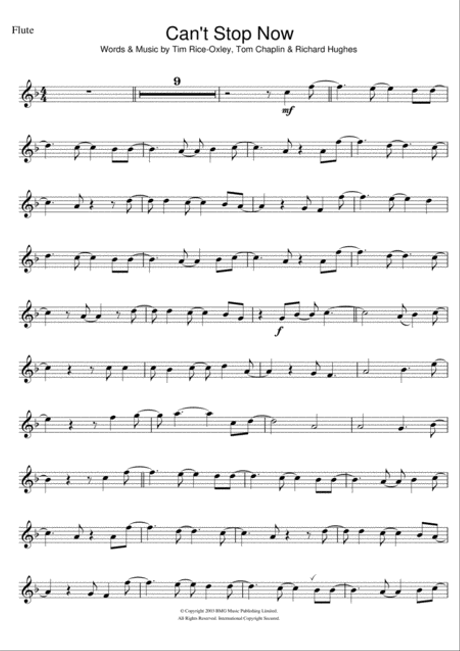 Can't Stop Now Flute Solo scores gallery preview page 1