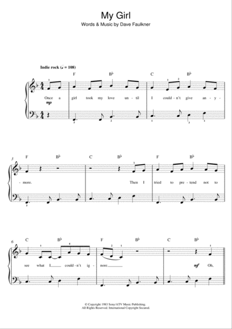 My Girl Piano scores gallery preview page 1