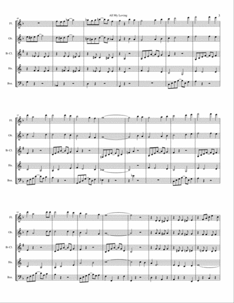All My Loving Woodwind Quintet scores gallery preview page 3