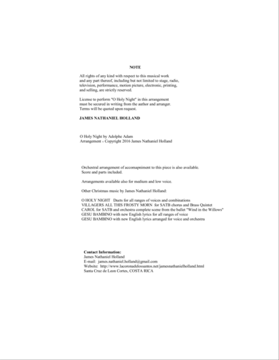 O Holy Night (Cantique de Noel) Adolphe Adam for Solo Mezzo Soprano Voice (Key of C) Small Ensemble scores gallery preview page 2
