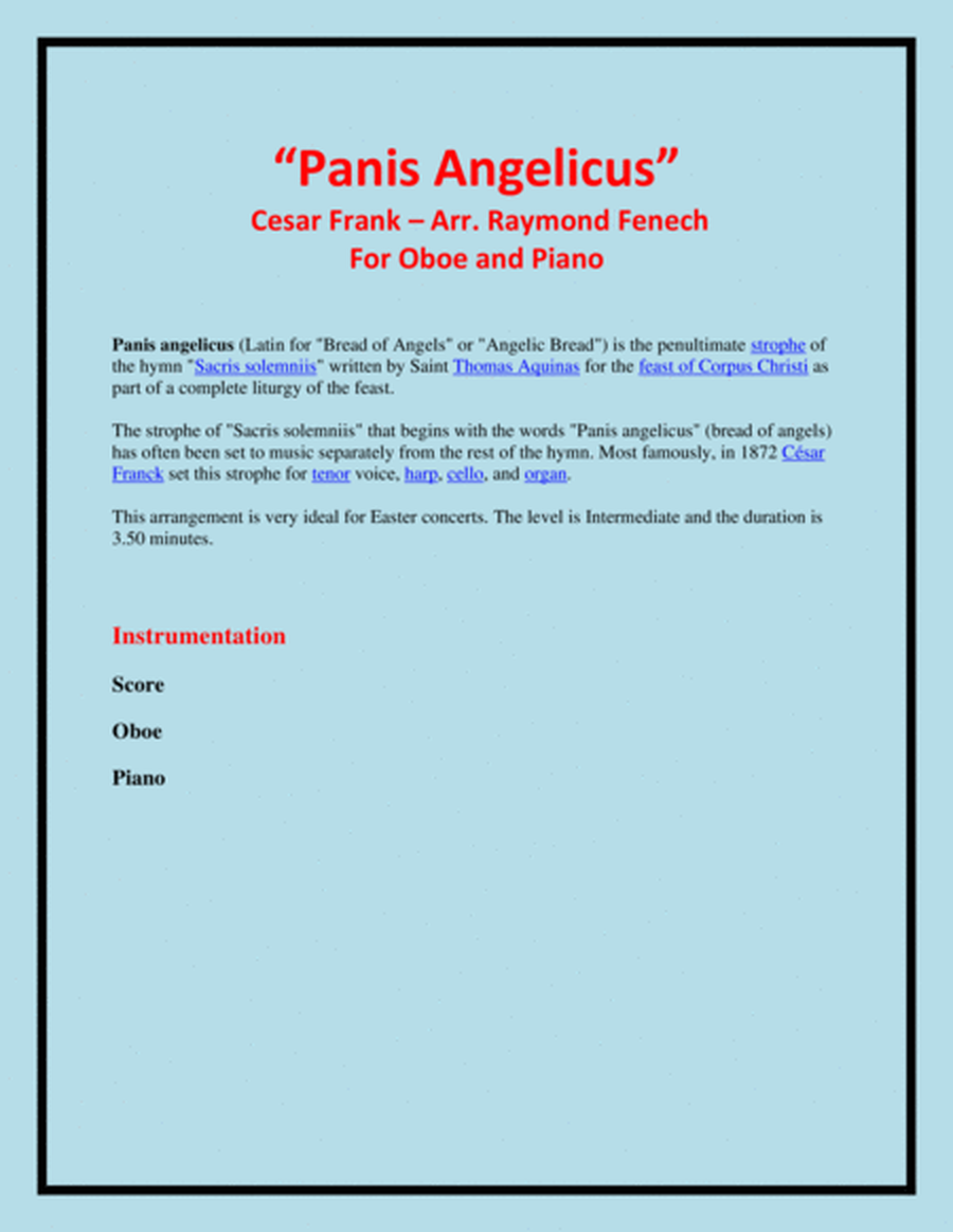 Panis Angelicus - Oboe and Piano image number null
