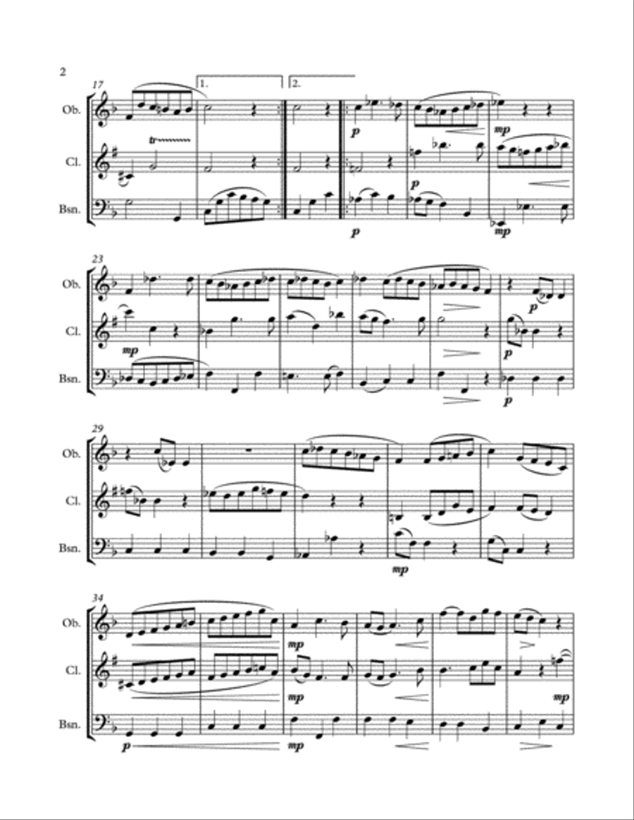 Trio d'anches for Oboe, B-flat Clarinet, and Bassoon