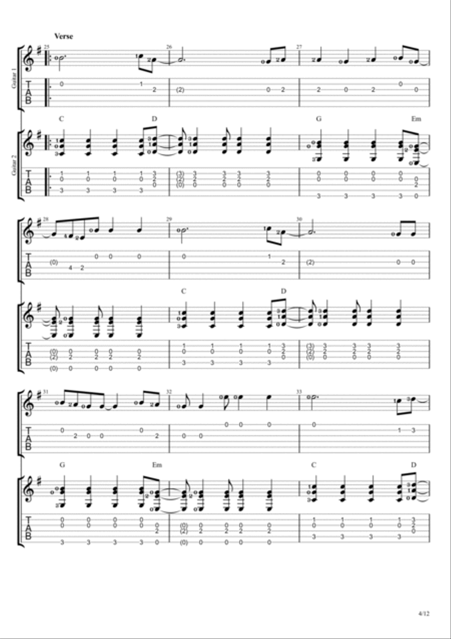 Viva La Vida Guitar scores gallery preview page 4