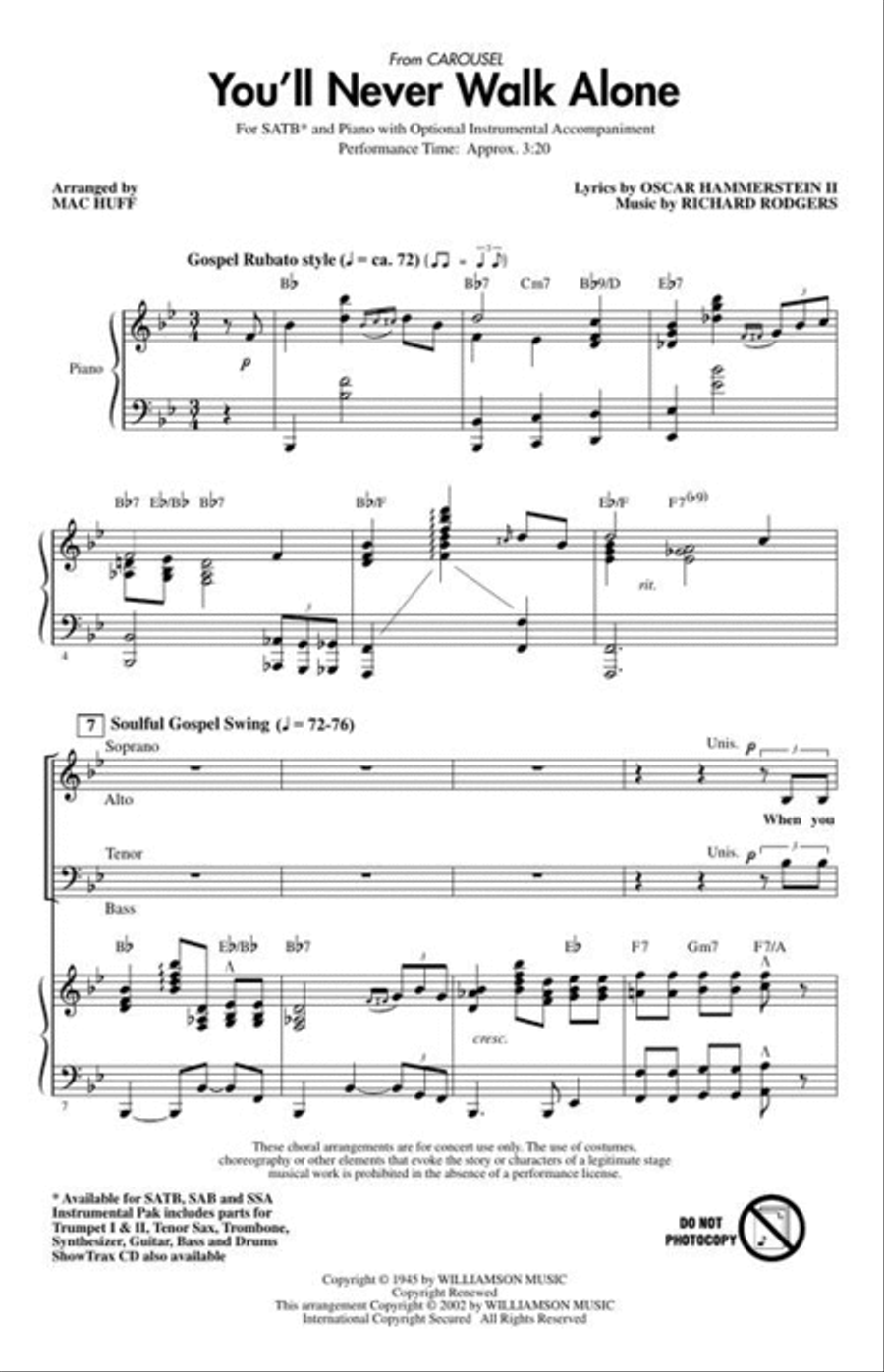 You'll Never Walk Alone 4-Part scores gallery preview page 4