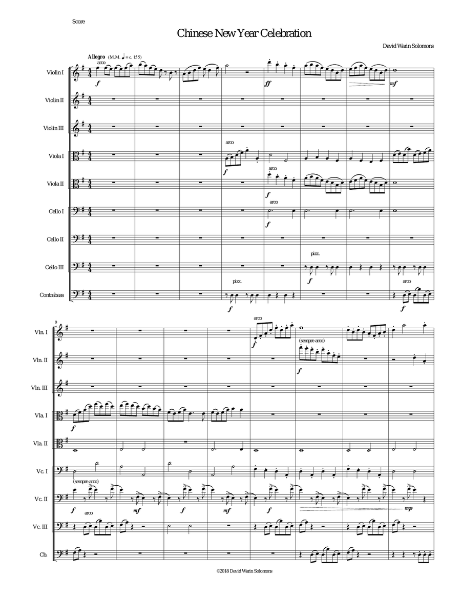 Chinese New Year Celebration for string orchestra Chinese New Year Celebration for string orchestra String Orchestra scores gallery preview page 1