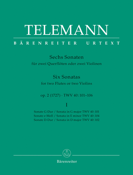 Georg Philipp Telemann: Six Sonatas For Two Flutes Or Violins, Volume 1 (#1-3)