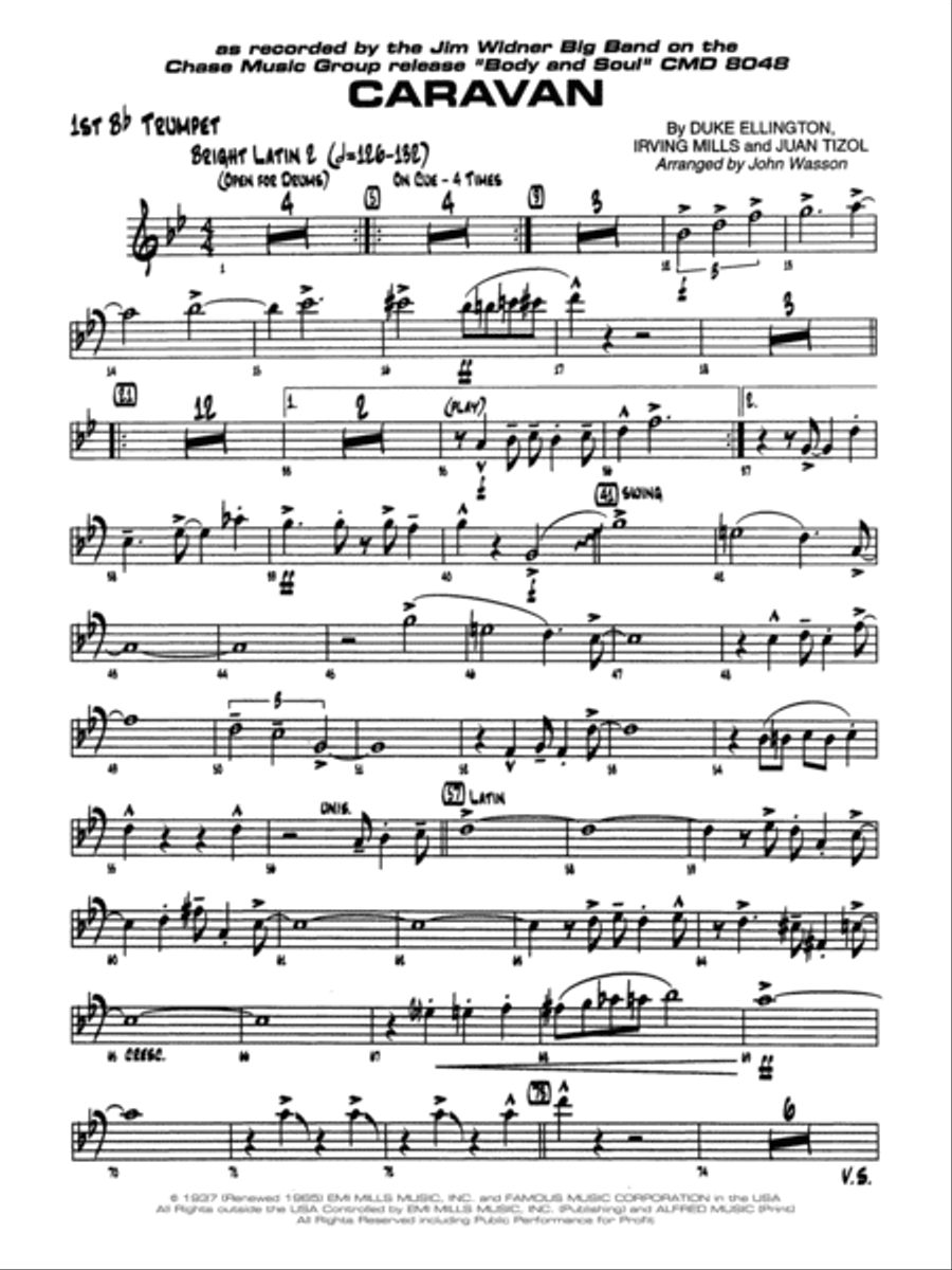 Caravan: 1st B-flat Trumpet Jazz Ensemble scores gallery preview page 1