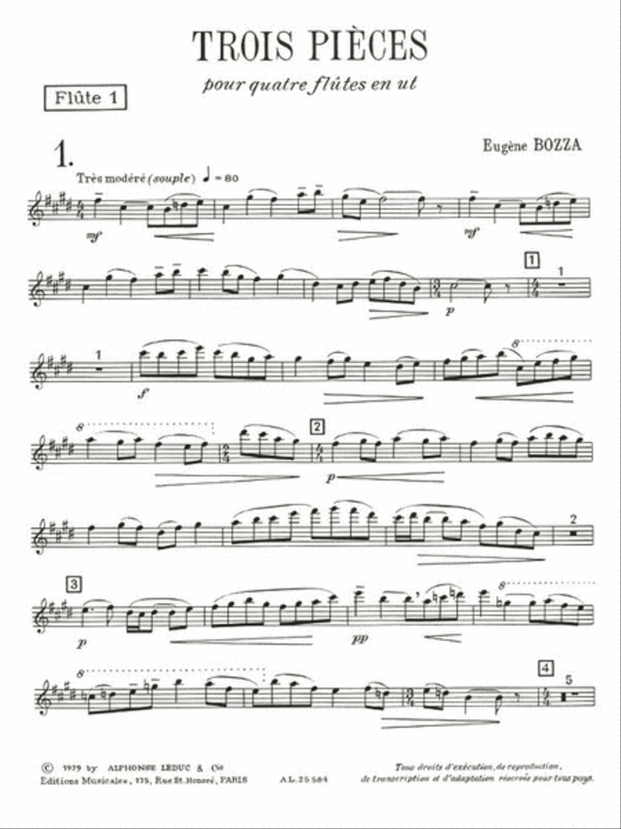 Three Pieces For Four Flutes (4 Flutes) Flute Quartet scores gallery preview page 2