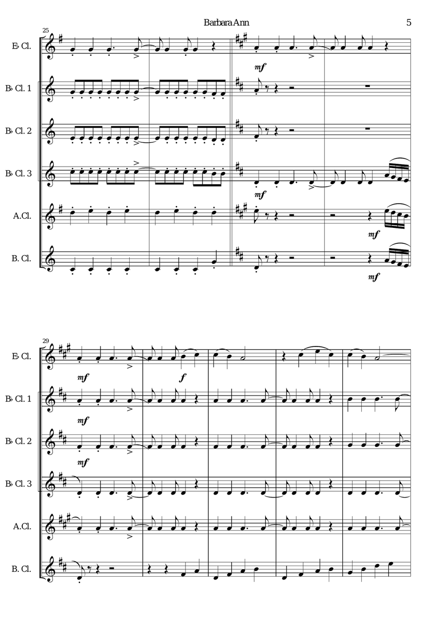 Barbara Ann Barbara Ann Woodwind Ensemble scores gallery preview page 5