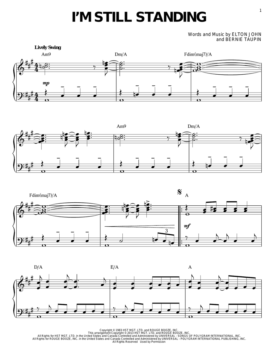 I'm Still Standing [Jazz version] (arr. Brent Edstrom) Piano Solo scores gallery preview page 1