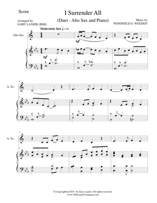 I SURRENDER ALL (Duet – Alto Sax and Piano/Score and Parts)