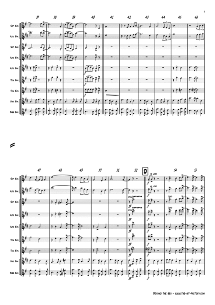 Beyond The Sea Saxophone Quintet scores gallery preview page 4