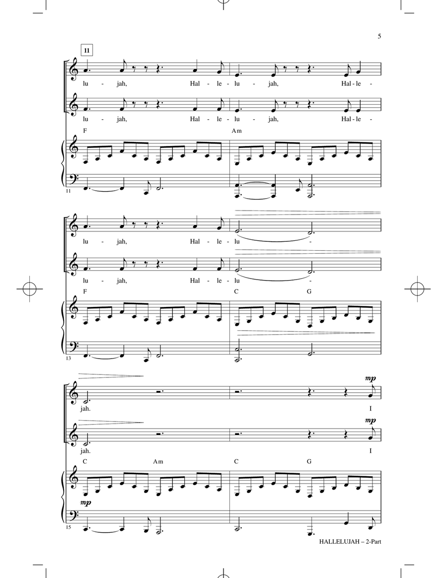 Hallelujah (arr. Mac Huff) 2-Part scores gallery preview page 3