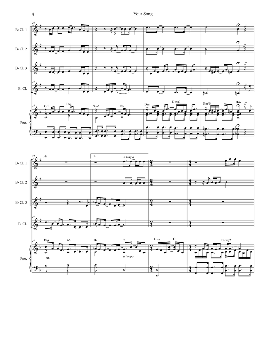 Your Song Your Song Woodwind Ensemble scores gallery preview page 4