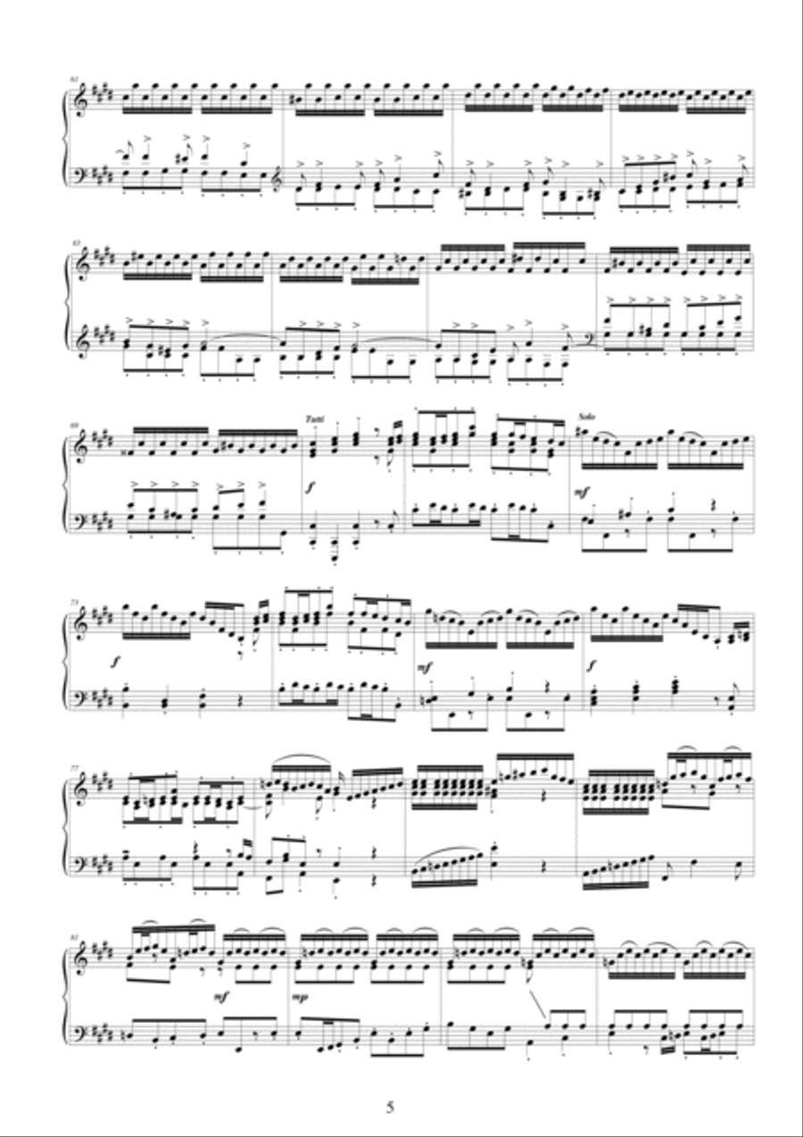 J.S.Bach - Violin Concerto in E major BWV 1042 - Piano solo - 1° mov. Allegro Piano Solo scores gallery preview page 4
