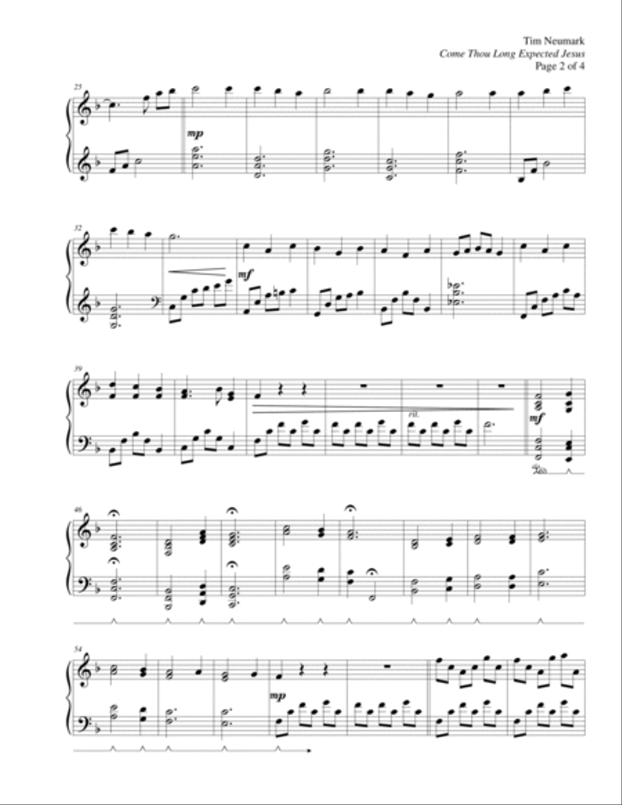 Come Thou Long Expected Jesus Piano Solo scores gallery preview page 2