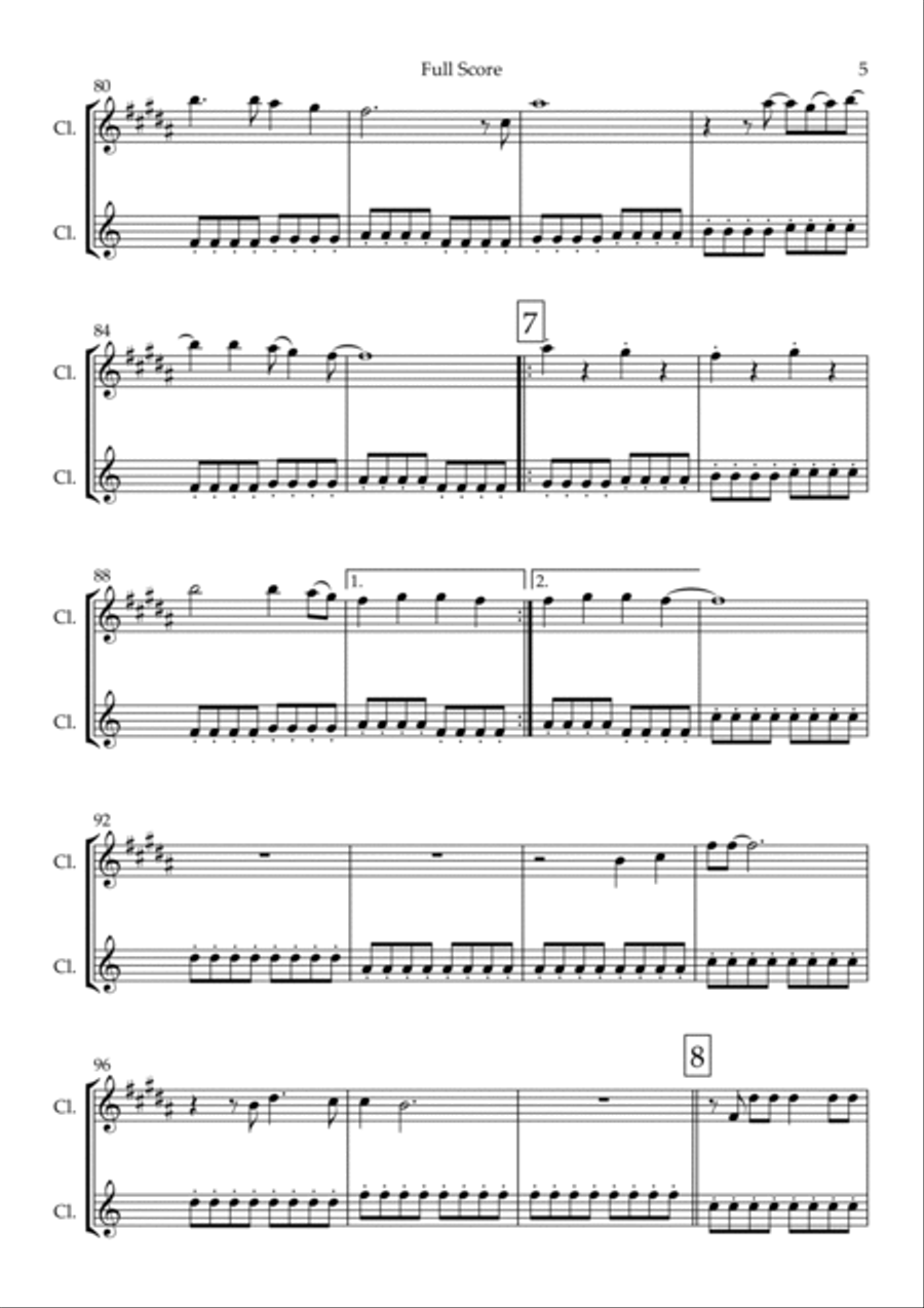 City Of Blinding Lights Clarinet Duet scores gallery preview page 5