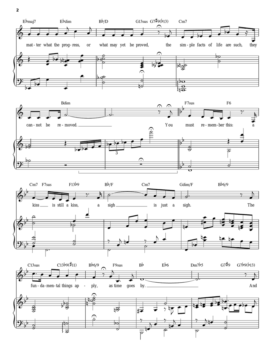 As Time Goes By Piano, Vocal scores gallery preview page 2
