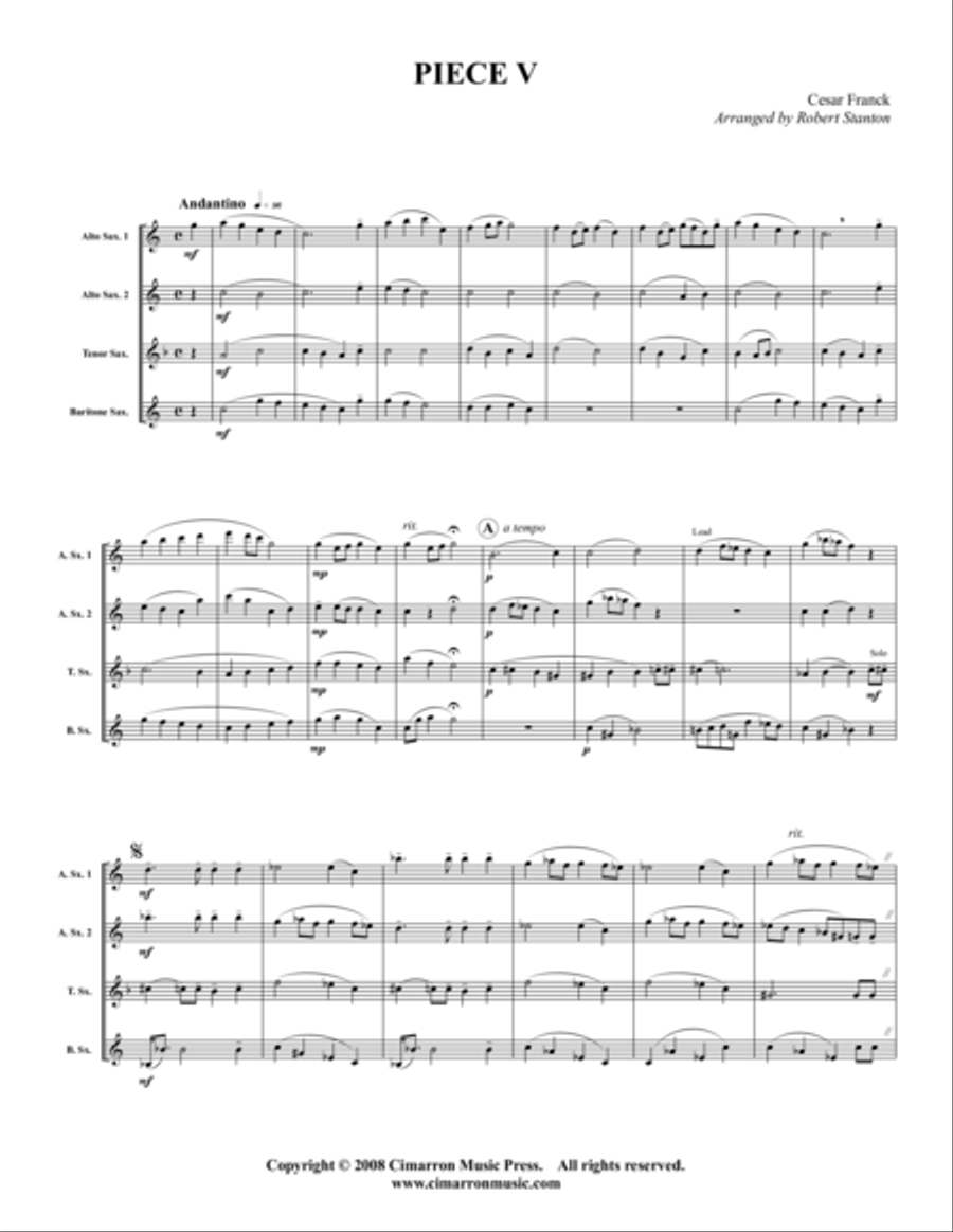 Piece V Piece V Saxophone Quartet scores gallery preview page 1