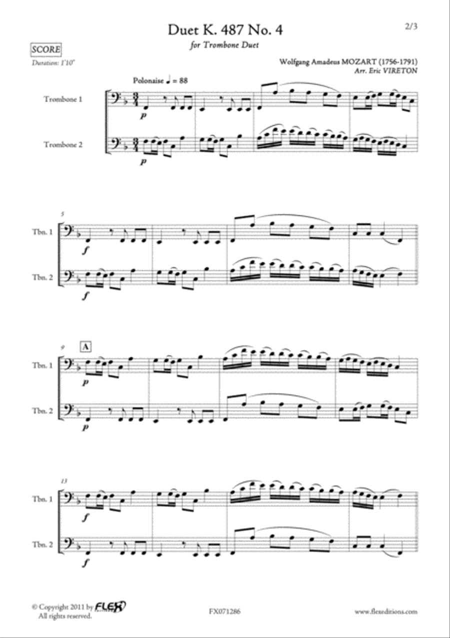 Duet K.487 No. 4 Trombone Duet scores gallery preview page 2