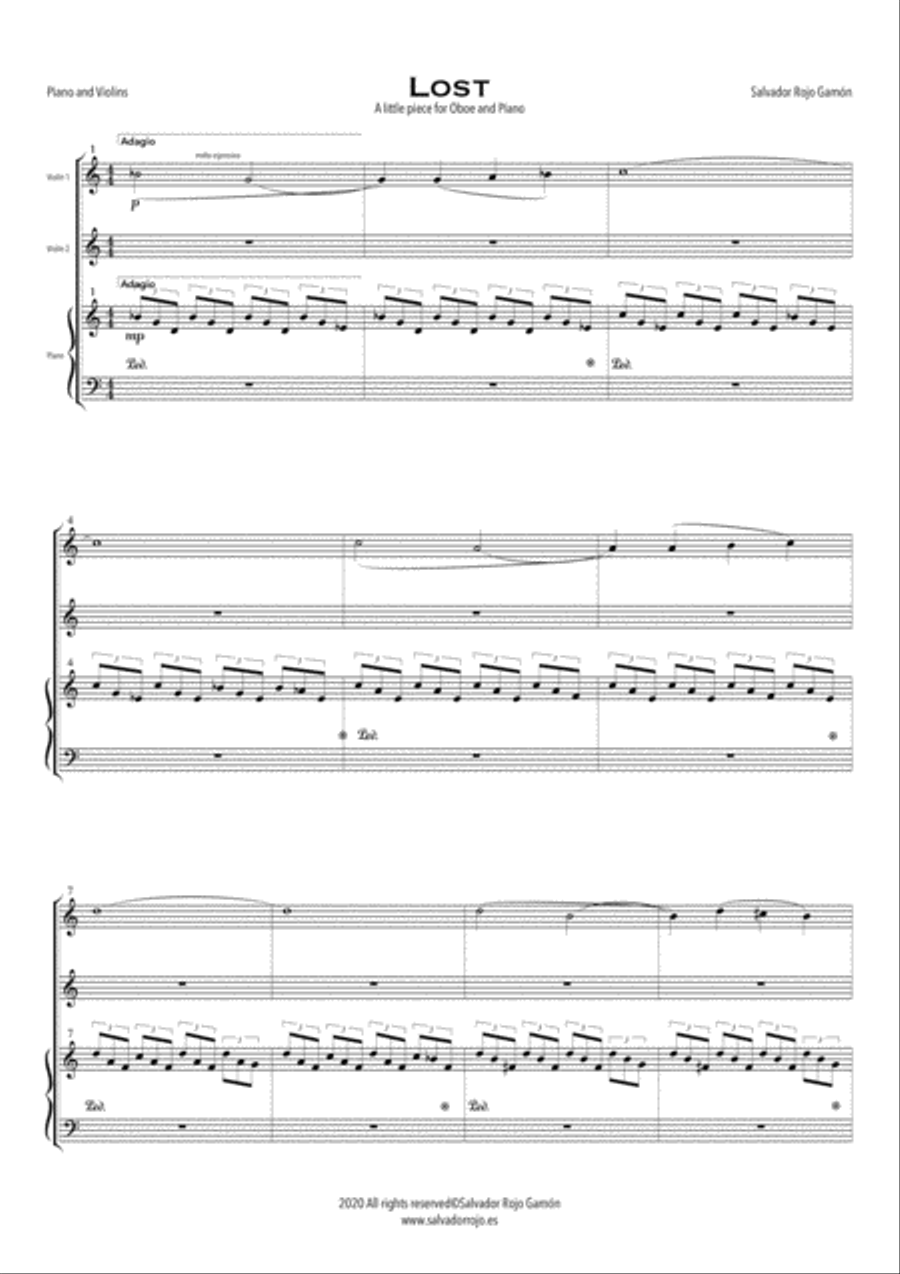 Lost for two Violins & Piano Violin scores gallery preview page 1