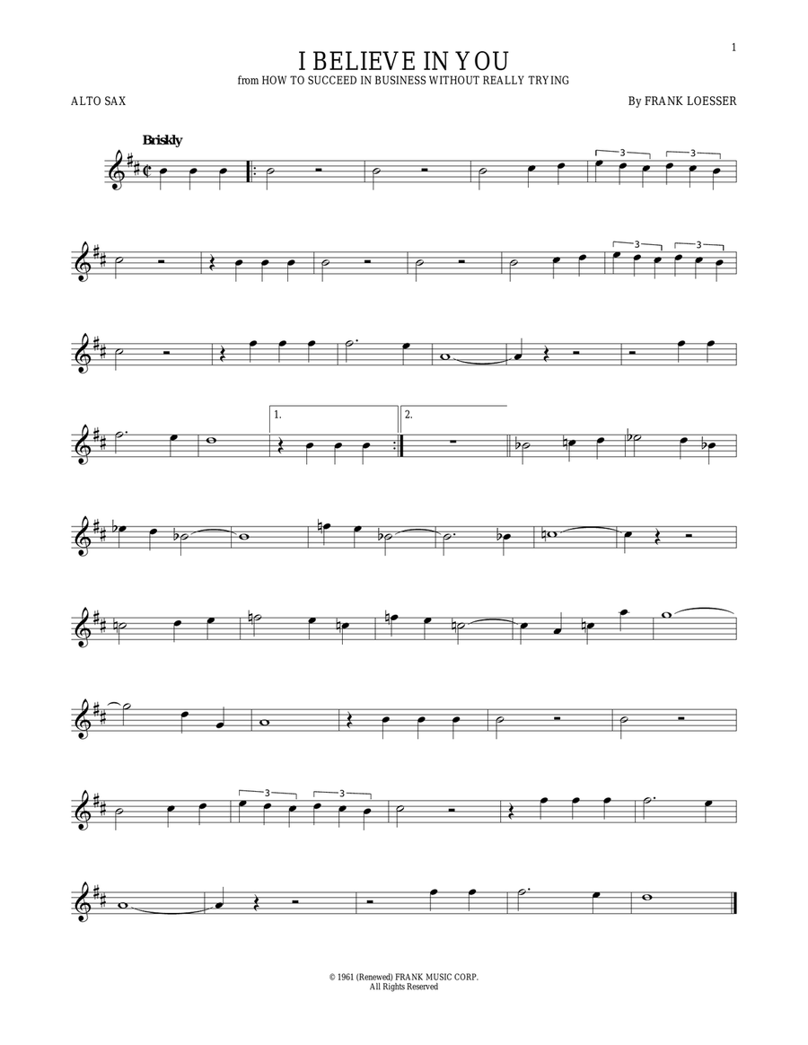 I Believe In You Alto Saxophone scores gallery preview page 1